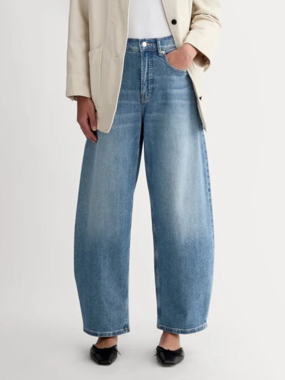 Everlane 28 Long Way High Curve Jeans Vintage Blue Barrel Women's Size 28L